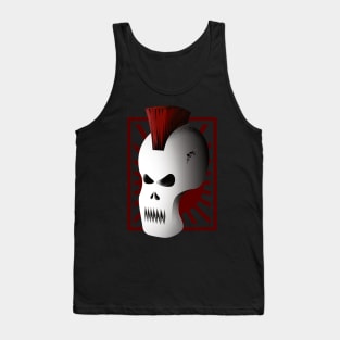 Punk Skull with Red Mohawk | Metal Skull Mask Tank Top